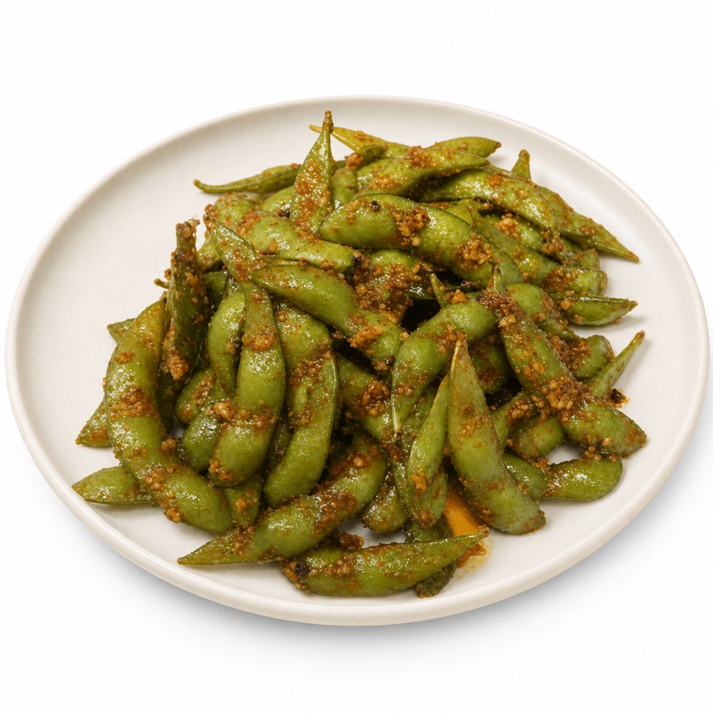 Spicy Garlic Edamame.