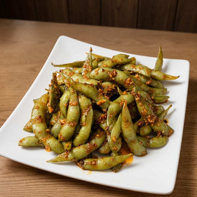 Spicy Garlic Edamame.